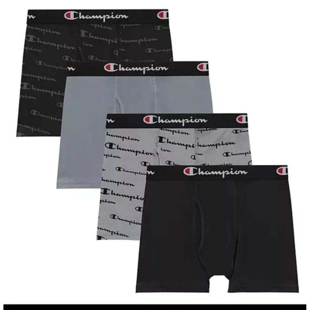 Champion Boys S 4-Pack Performance‎ Boxer Brief Size Small Gray/Black - New